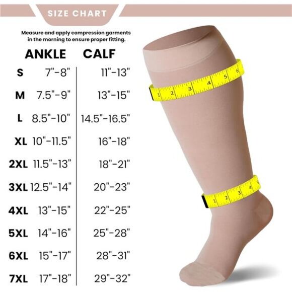 Compression Socks -USA Made Knee-High Closed Toe Support Hose for Varicose Veins - Picture 2 of 7